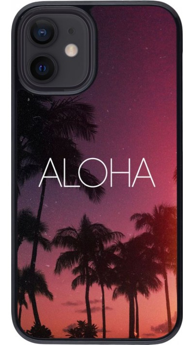 Coque iPhone 12 mini - Aloha Sunset Palms