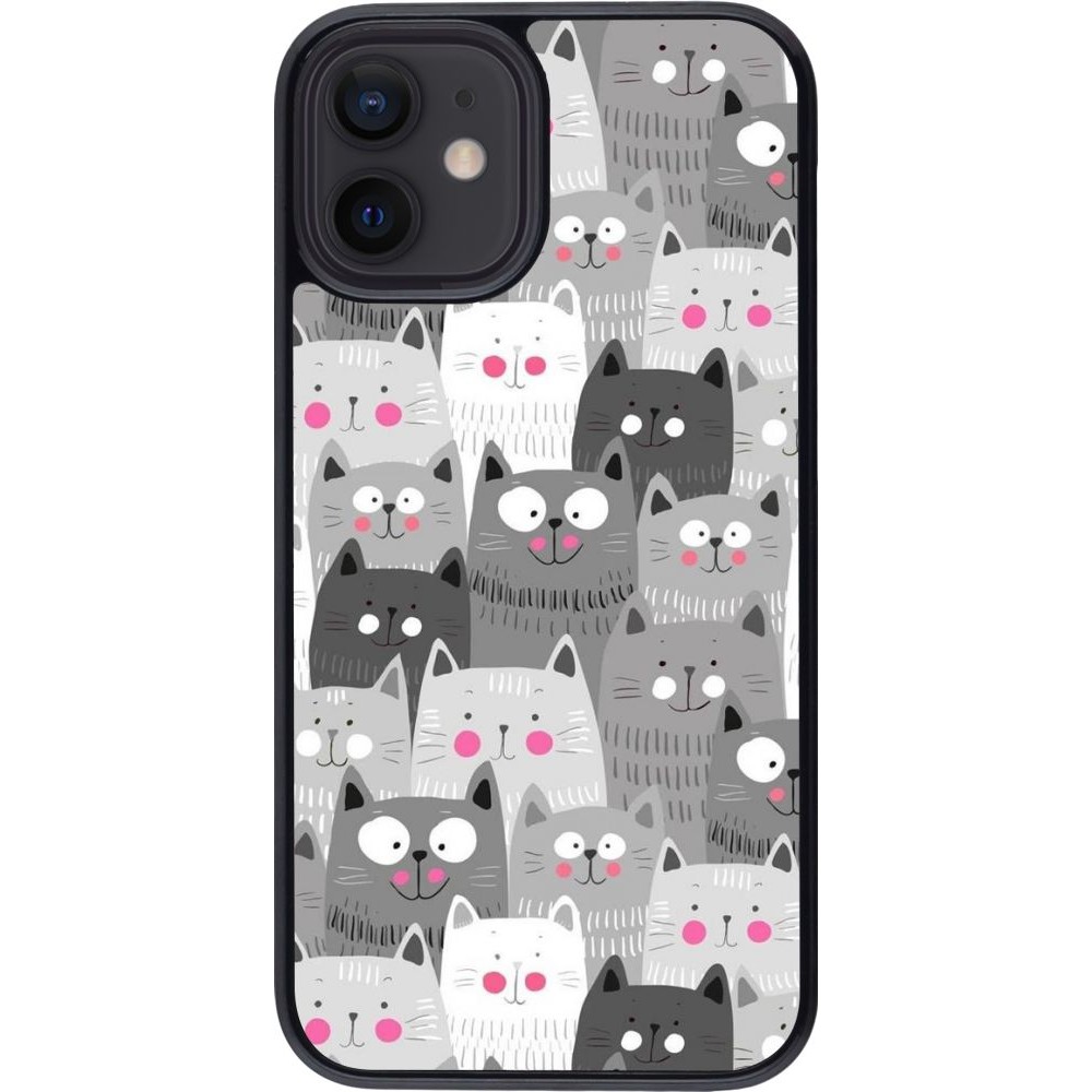 Coque iPhone 12 mini - Chats gris troupeau