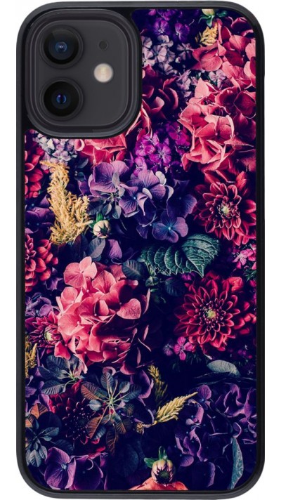 Coque iPhone 12 mini - Flowers Dark