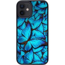 Coque iPhone 12 mini - Papillon - Bleu