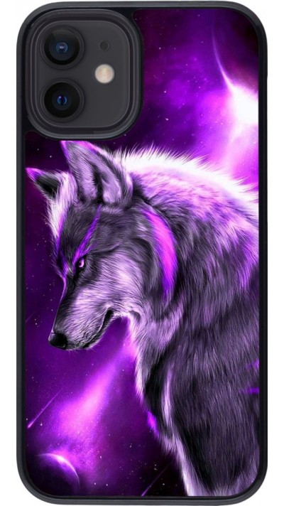 Coque iPhone 12 mini - Purple Sky Wolf