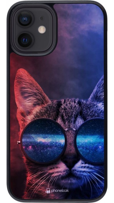 Coque iPhone 12 mini - Red Blue Cat Glasses