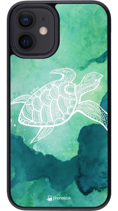 Coque iPhone 12 mini - Turtle Aztec Watercolor