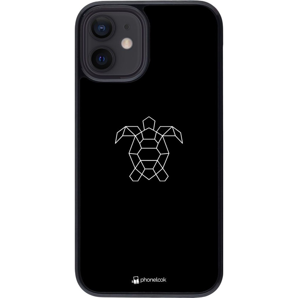 Hülle iPhone 12 mini - Turtles lines on black