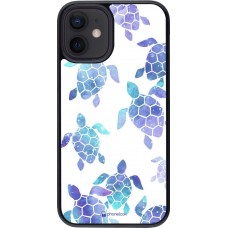 Coque iPhone 12 mini - Turtles pattern watercolor