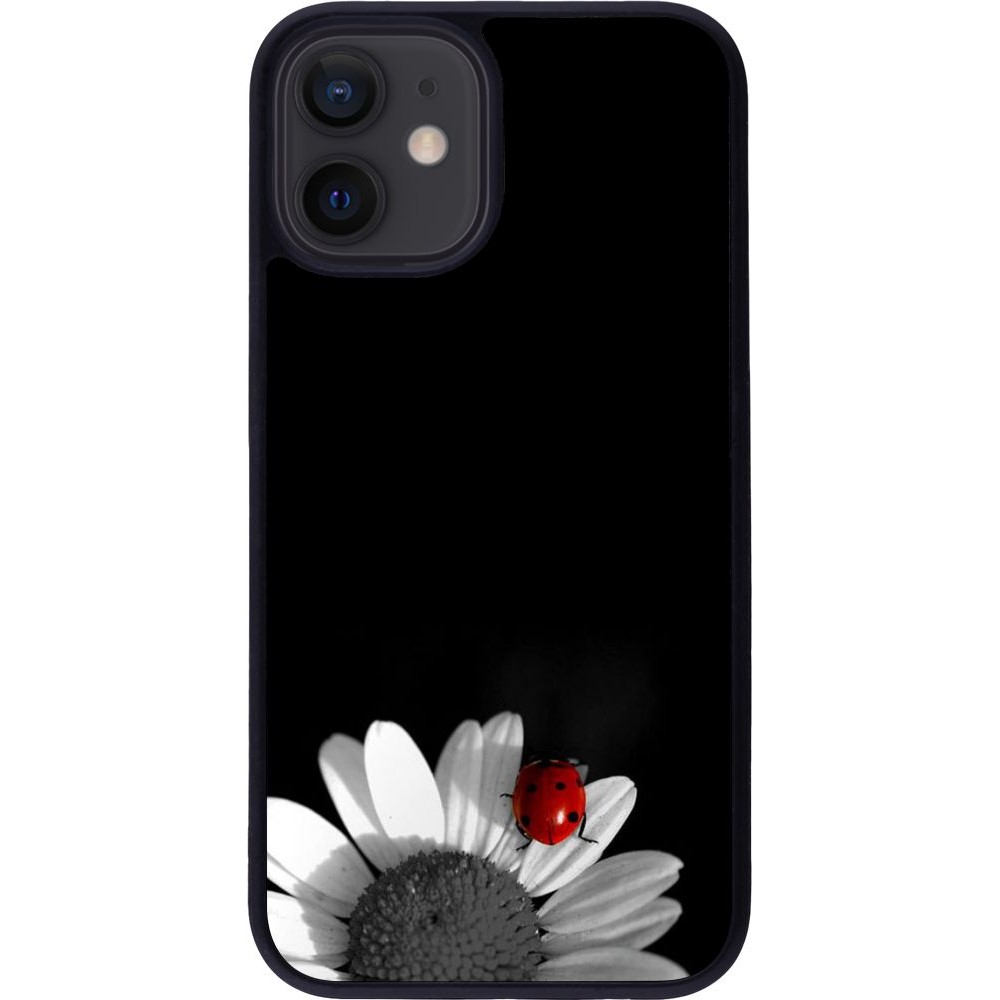 Coque iPhone 12 mini - Silicone rigide noir Black and white Cox