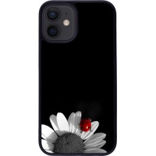 Coque iPhone 12 mini - Silicone rigide noir Black and white Cox