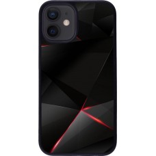 Coque iPhone 12 mini - Silicone rigide noir Black Red Lines