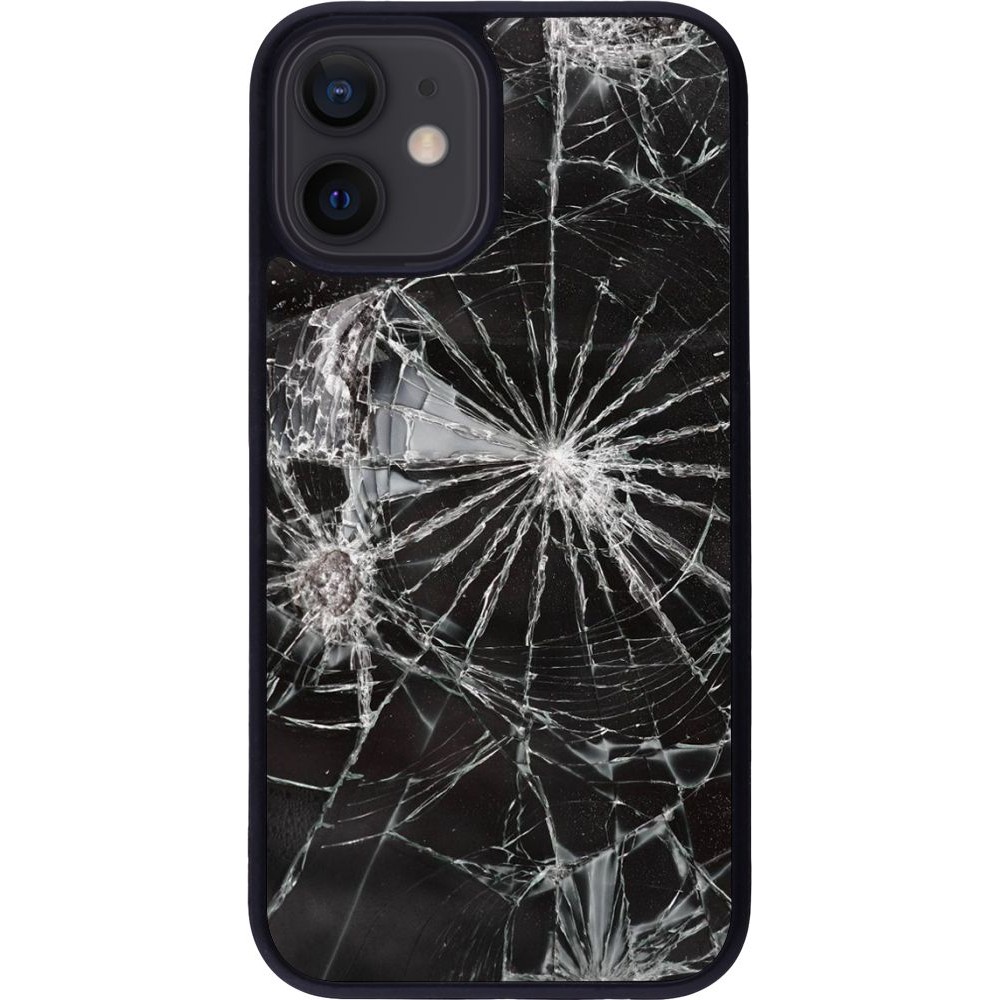 Coque iPhone 12 mini - Silicone rigide noir Broken Screen