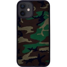 Coque iPhone 12 mini - Silicone rigide noir Camouflage 3