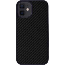 Coque iPhone 12 mini - Silicone rigide noir Carbon Basic