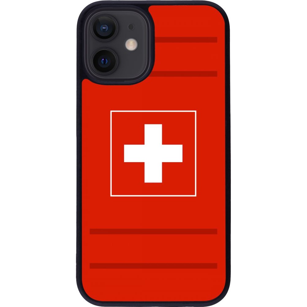 Coque iPhone 12 mini - Silicone rigide noir Euro 2020 Switzerland