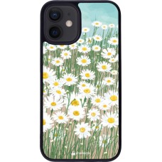Coque iPhone 12 mini - Silicone rigide noir Flower Field Art