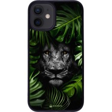 Coque iPhone 12 mini - Silicone rigide noir Forest Lion