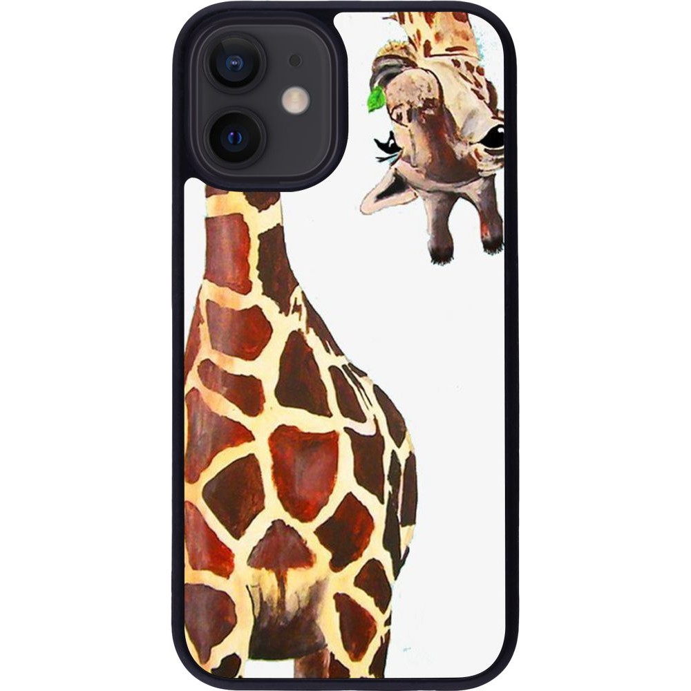 Coque iPhone 12 mini - Silicone rigide noir Giraffe Fit