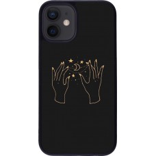 Coque iPhone 12 mini - Silicone rigide noir Grey magic hands