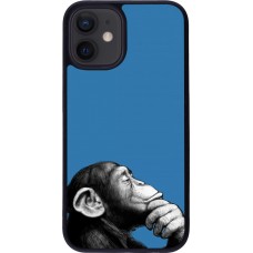 Coque iPhone 12 mini - Silicone rigide noir Monkey Pop Art