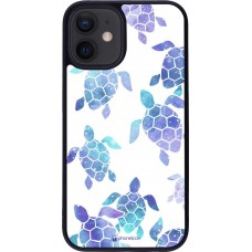 Hülle iPhone 12 mini - Silikon schwarz Turtles pattern watercolor