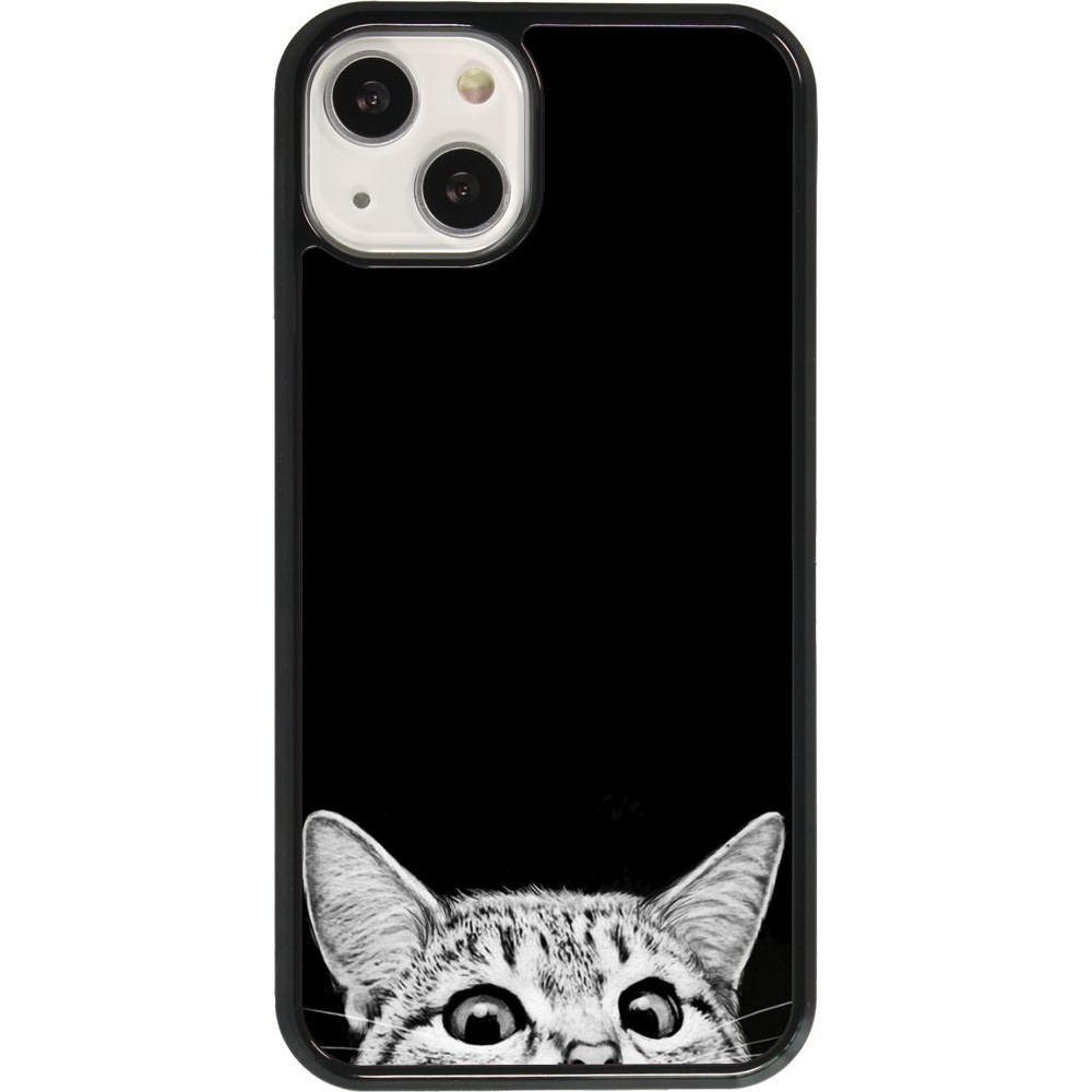 Coque iPhone 13 - Cat Looking Up Black