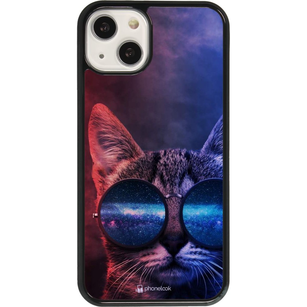 Coque iPhone 13 - Red Blue Cat Glasses