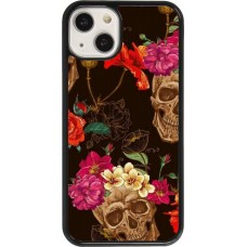 Coque iPhone 13 - Skulls and flowers