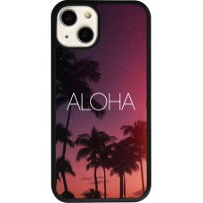 Coque iPhone 13 - Silicone rigide noir Aloha Sunset Palms