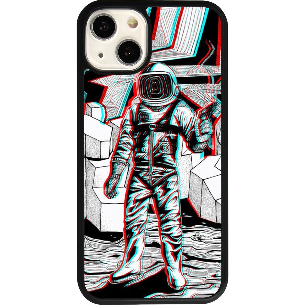 Coque iPhone 13 - Silicone rigide noir Anaglyph Astronaut