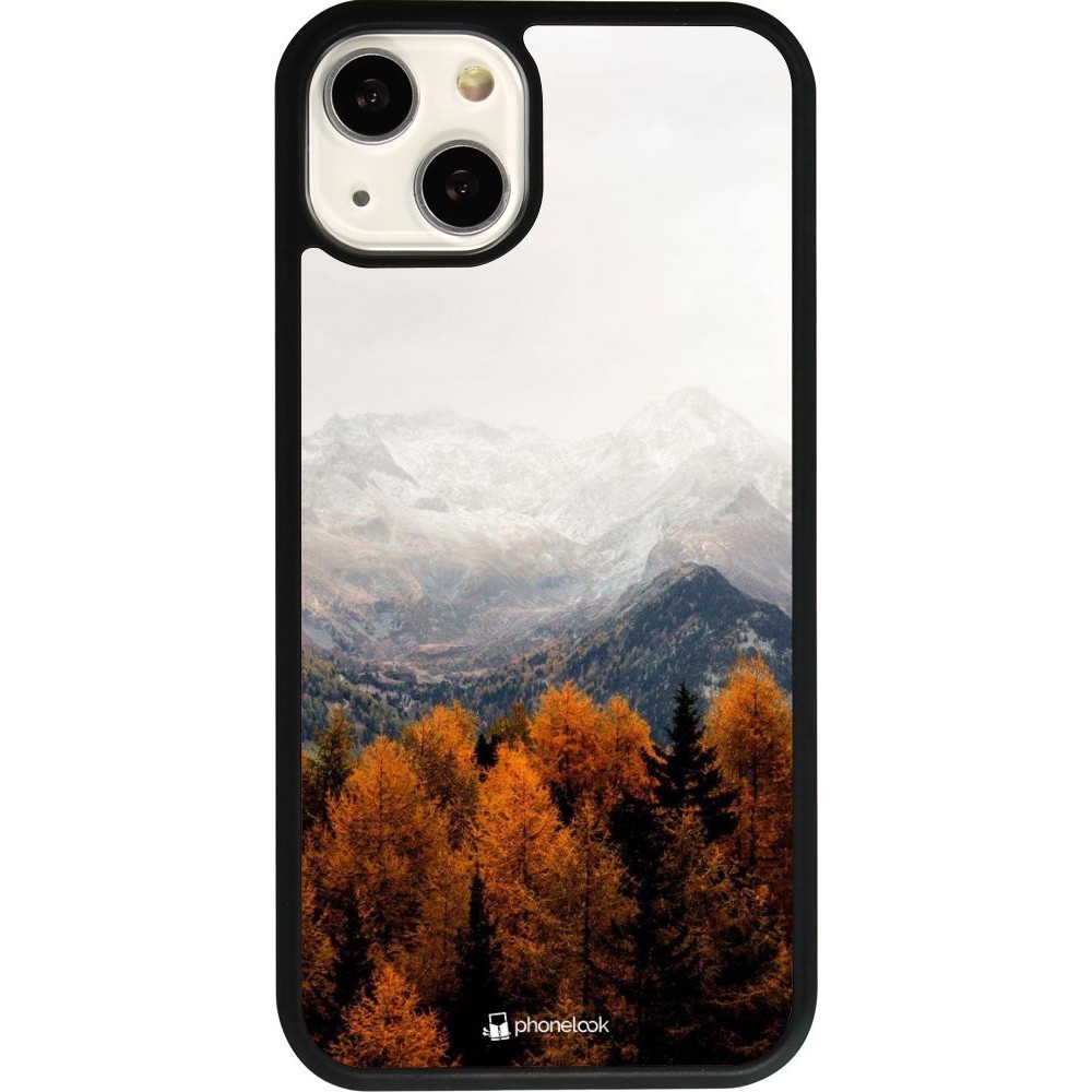 Coque iPhone 13 - Silicone rigide noir Autumn 21 Forest Mountain