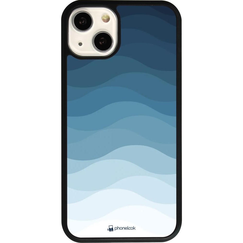 Coque iPhone 13 - Silicone rigide noir Flat Blue Waves