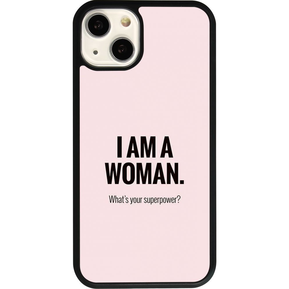 Coque iPhone 13 - Silicone rigide noir I am a woman