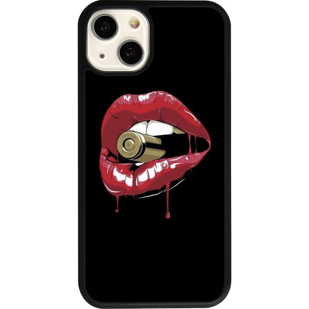 Coque iPhone 13 - Silicone rigide noir Lips bullet