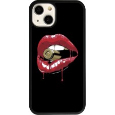 iPhone 13 Case Hülle - Silikon schwarz Lips bullet