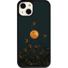Coque iPhone 13 - Silicone rigide noir Moon Flowers