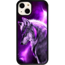 Coque iPhone 13 - Silicone rigide noir Purple Sky Wolf