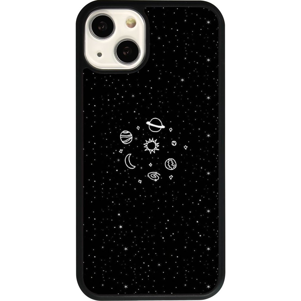 Coque iPhone 13 - Silicone rigide noir Space Doodle