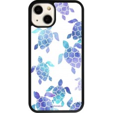 Coque iPhone 13 - Silicone rigide noir Turtles pattern watercolor