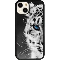 Coque iPhone 13 - Silicone rigide noir White tiger blue eye