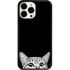 Coque iPhone 13 Pro Max - Cat Looking Up Black
