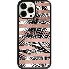 Coque iPhone 13 Pro Max - Palm trees gold stripes