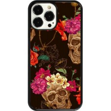 Coque iPhone 13 Pro Max - Skulls and flowers