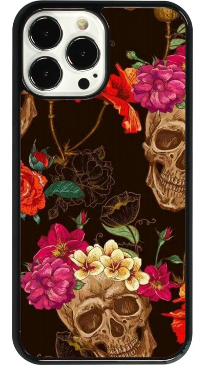 iPhone 13 Pro Max Case Hülle - Skulls and flowers