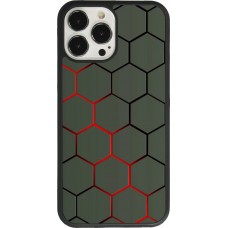 Coque iPhone 13 Pro Max - Silicone rigide noir Geometric Line red