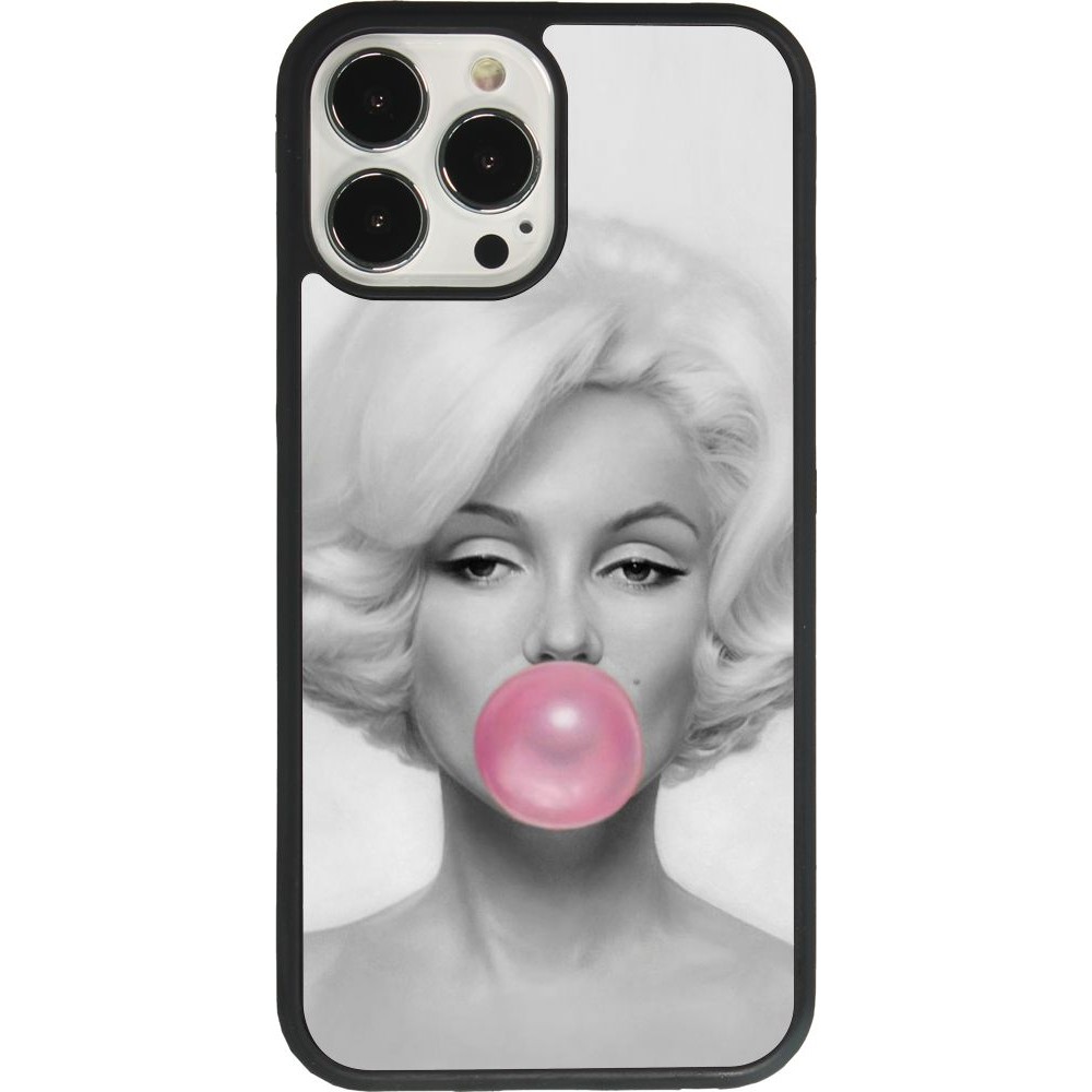 Coque iPhone 13 Pro Max - Silicone rigide noir Marilyn Bubble