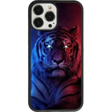 Coque iPhone 13 Pro Max - Silicone rigide noir Tiger Blue Red