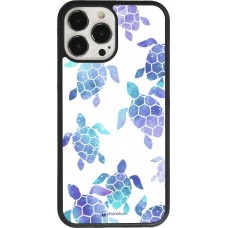 Coque iPhone 13 Pro Max - Silicone rigide noir Turtles pattern watercolor