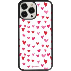 Coque iPhone 13 Pro Max - Silicone rigide noir Valentine 2022 Many pink hearts