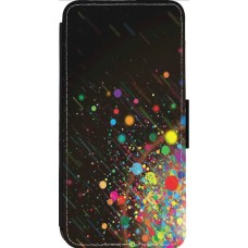 Coque iPhone 13 Pro Max - Wallet noir Abstract Bubble Lines