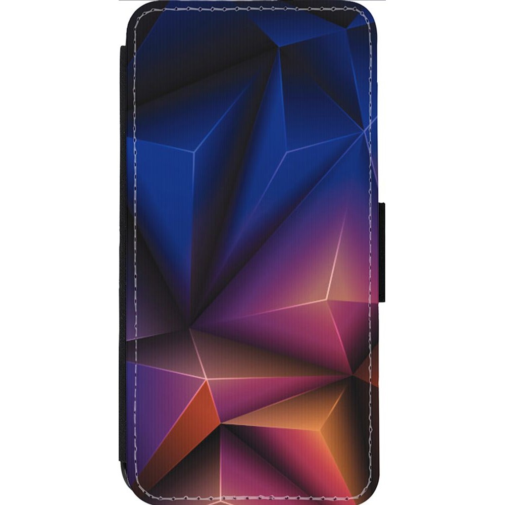 Coque iPhone 13 Pro Max - Wallet noir Abstract Triangles 