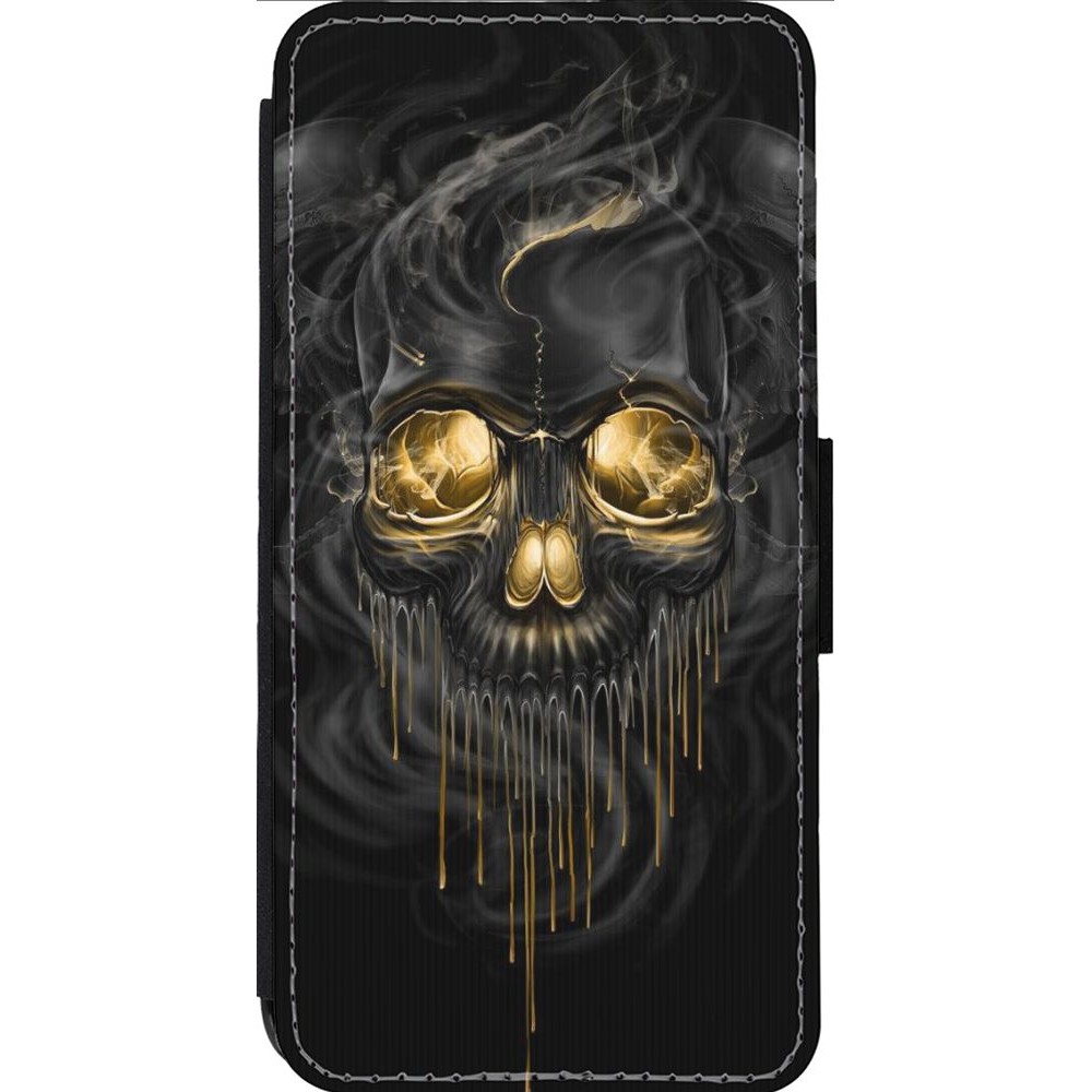 Coque iPhone 13 Pro Max - Wallet noir Skull 02