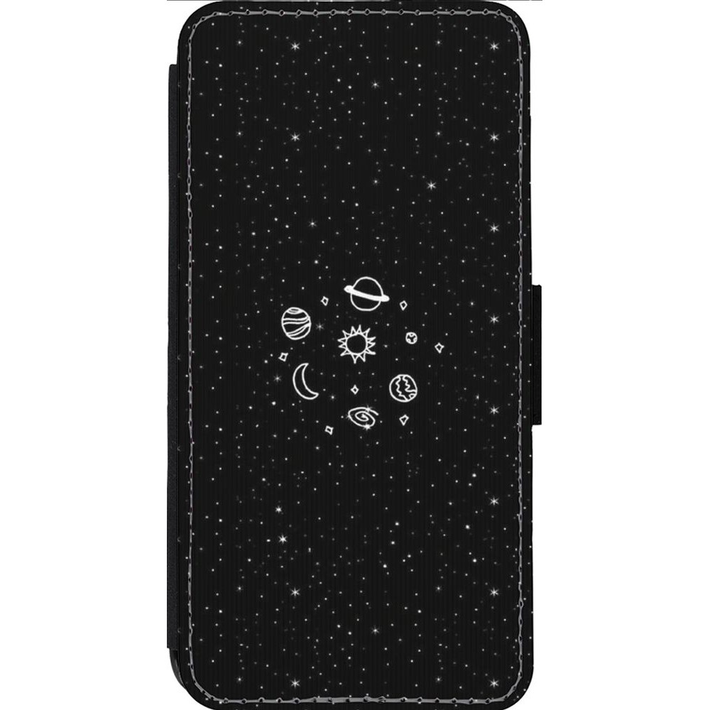 Coque iPhone 13 Pro Max - Wallet noir Space Doodle